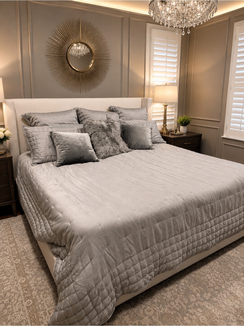 Donna Karan Hammered Silk King Quilt Set in Platinum